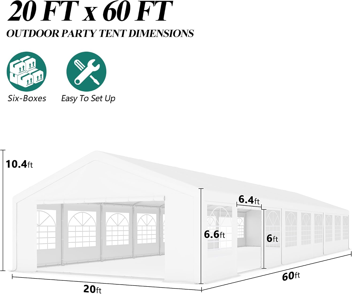 GARTOO 20' x 60' Canopy Party Tent & Carport - Heavy Duty Outdoor Wedding Gazebo with 4 Sand Bags, Event Shelter Canopy for Outdoor Event, Wedding, Birthday Party