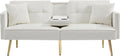 Futon Sofa Bed Convertible Daybed - Modern Linen Fabric Couch Bed with 2 Cup Holders & Removable Armrests, Multi-Functional Loveseat for Compact Spaces, Apartments, Dorms, Office (Space Saving Design)