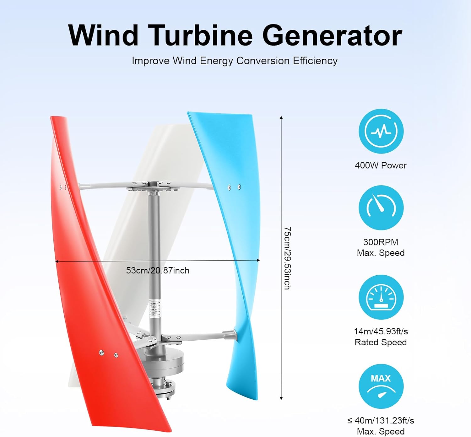 3-Blade Wind Turbine Generator,400W Wind Turbine Generator With Controller,Rare Earth Permanent Magnet Generator,Vertical Wind Generator Kit For Use In Ships, Pavilions, Cabins, Rvs,Windmills,Etc