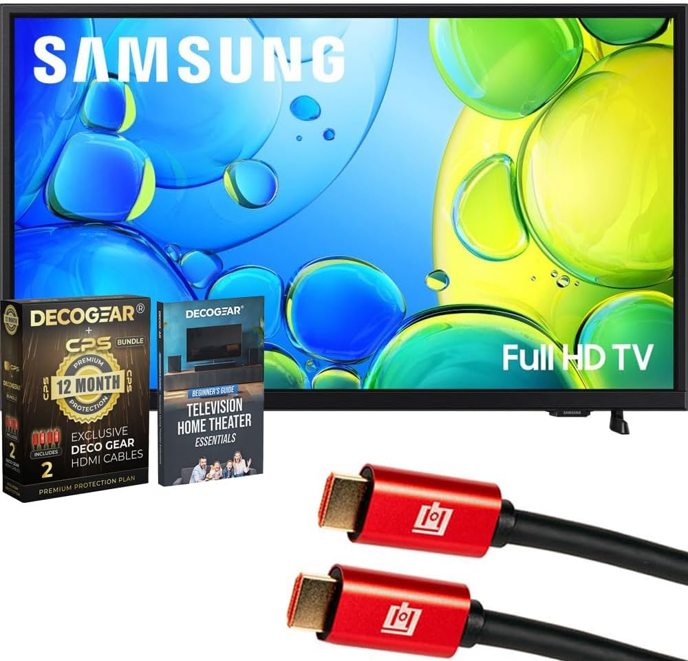 Samsung UN40F6000FFXZA 40 inch 1080P FHD F6000F Smart TV (2025) Bundle with Theater Essentials, 1 Year CPS Enhanced Protection Pack and Deco Gear 6FT 4K HDMI 2.0 Cable