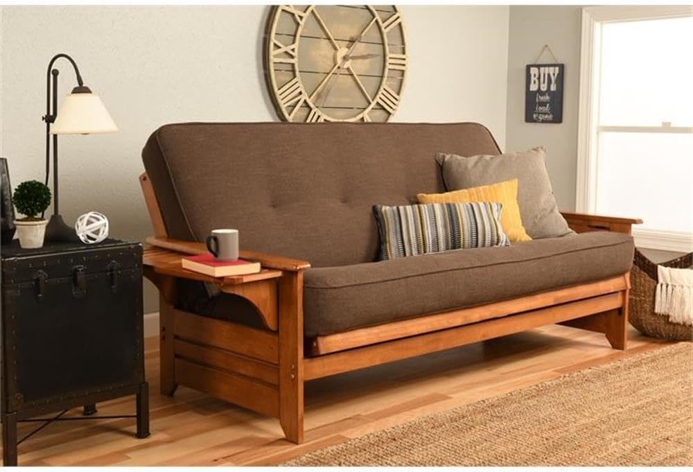 Kodiak Furniture 8' Full Size Spring Futon Mattress Replacement, Sleeper Sofa Bed Mattress, Linen Cocoa, Frame Not Included