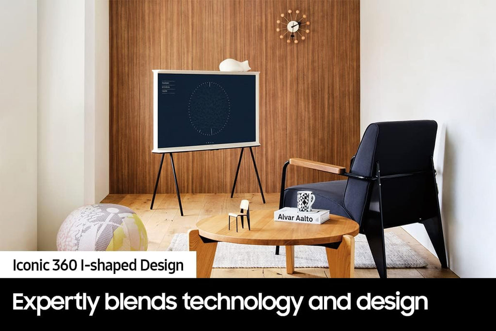 SAMSUNG 65-Inch Class The Serif LS01B Series - QLED 4K, I-Shaped Design, Anti-Reflection Matte Display, -Portable Easel -Stand, Ambient Mode+ Smart -TV -w/ Alexa Built-in (QN65LS01BAFXZA,Latest Model)