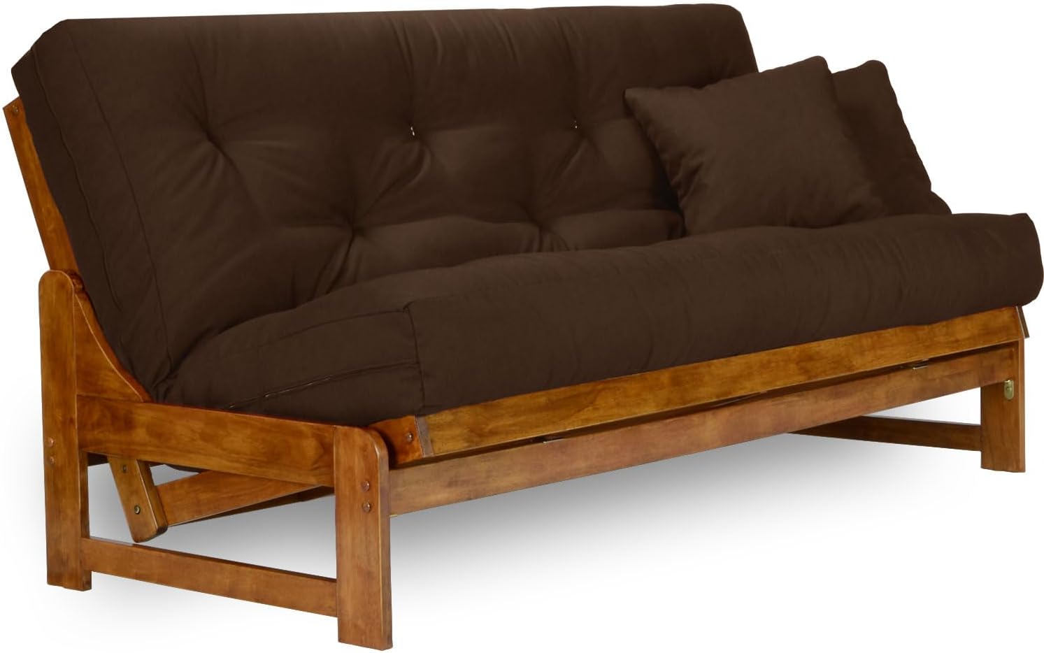 Nirvana Futons Arden Futon Set - Full Size, Frame, 8' Mattress, Microfiber Sussex Fudge Cover