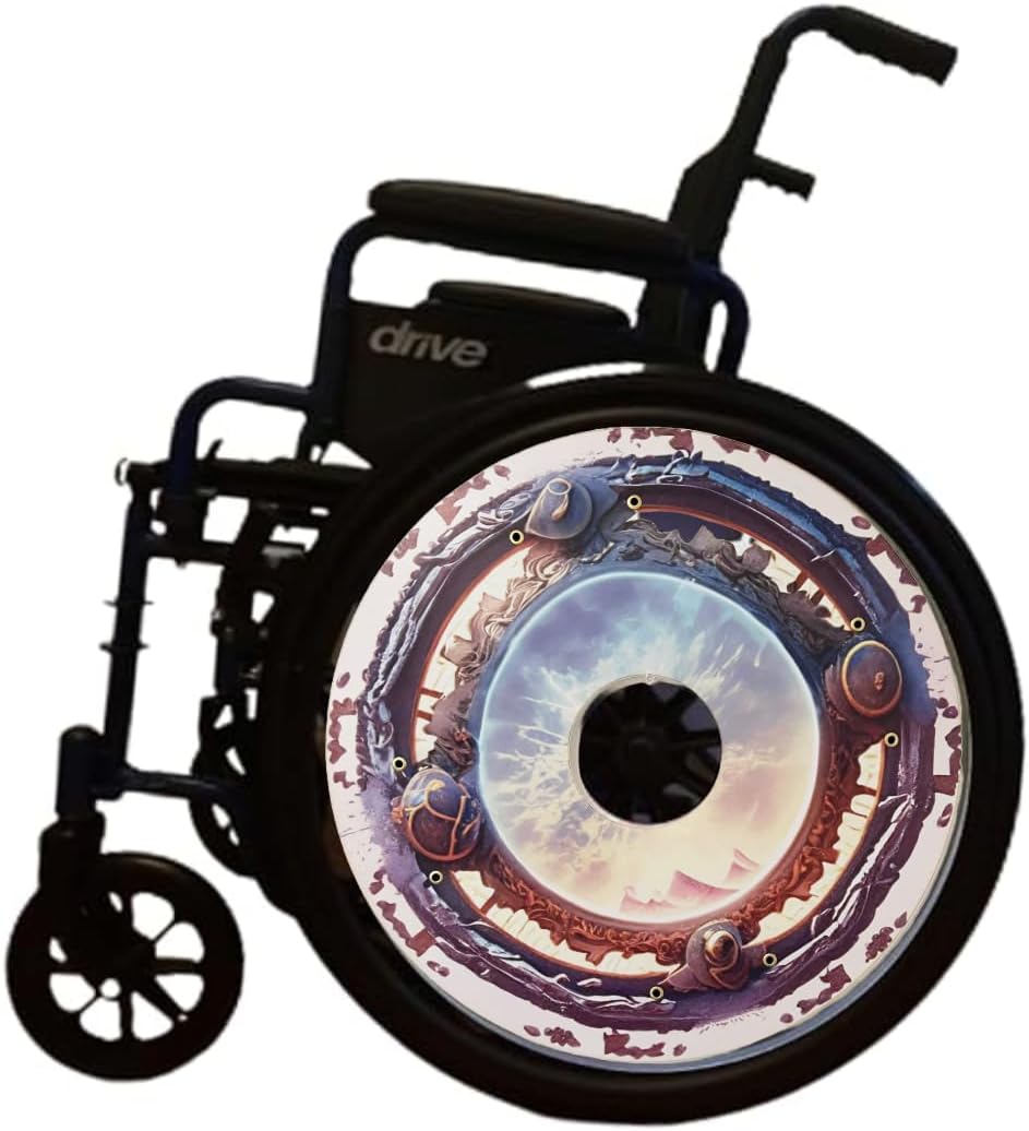 Wheelchair Memorial Day Wheels Covers for Boys, Wheelchair, Enhances Aesthetics, Easy Install/Remove, Lightweight, Waterproof, (Electric Pulse)