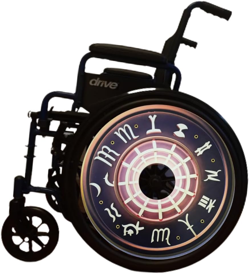 Designer Cover for Wheelchair Wheels, Cute Covers, Zodiac Lovers, Enhances Aesthetics, Easy Install/Remove, Lightweight, Waterproof (Steller Zodiacs)