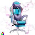 XOOFMASS RGB LED Gaming Chair for Adults, Ergonomic Video Game Chair with Speakers, Lumbar Support Office Chair Reclining Computer Chair with Footrest PU Leather Chair with Adjustable Backrest,Blue