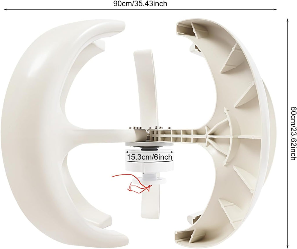 Wind Turbine Generators Kit, 12/24V 600W Lantern 5-Blade Vertical Axis Wind Turbine Generator with Axis Controller (12V)