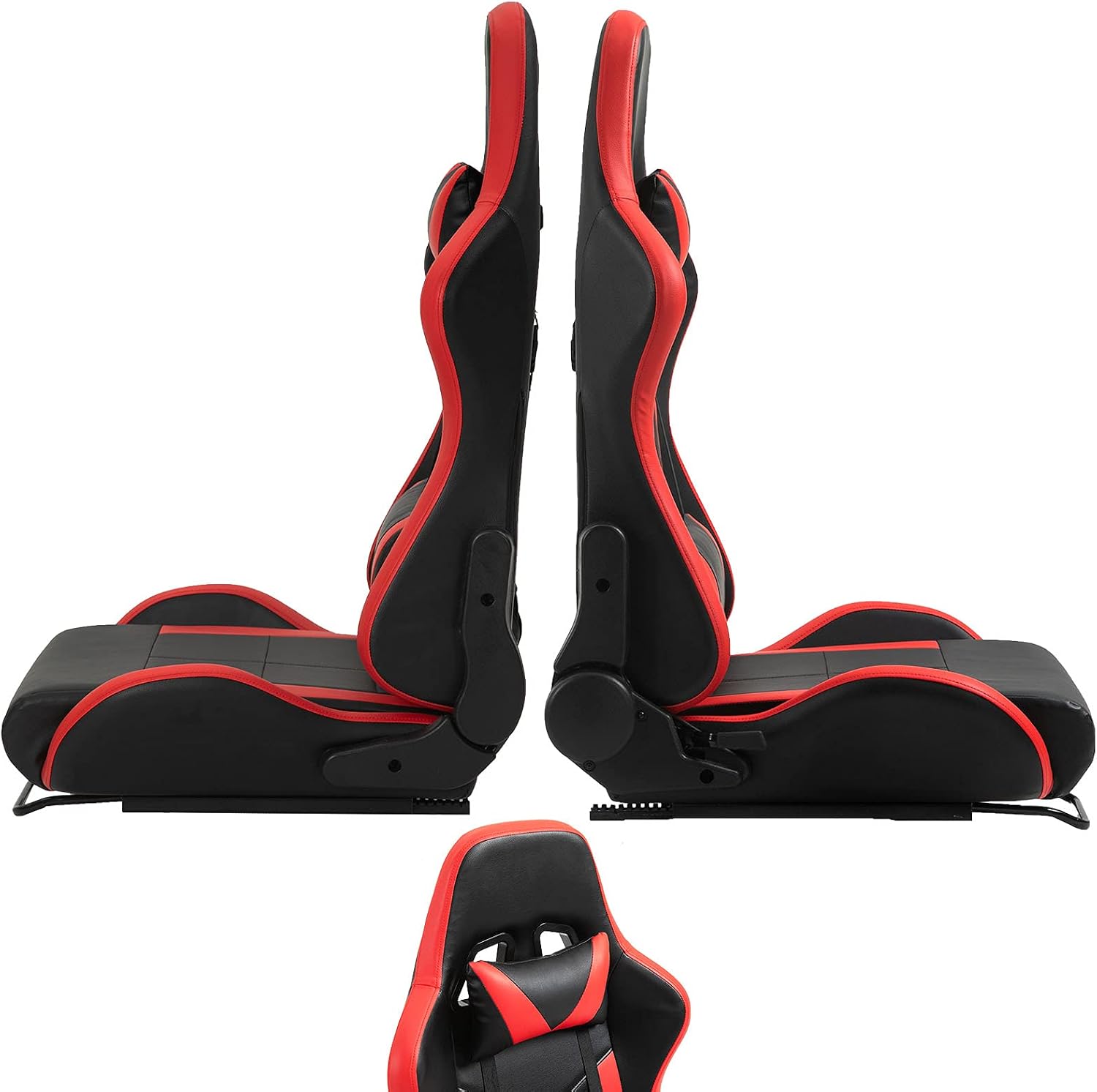 Marada Gaming Racing Seat for Simulator Cockpit with Double Locking Slides,Include Lumbar and Neck Pillow,Adjustable PU Leather Chair for Heavy-Duty Metal Driving Sim Mount (No Steering Wheel Stand)