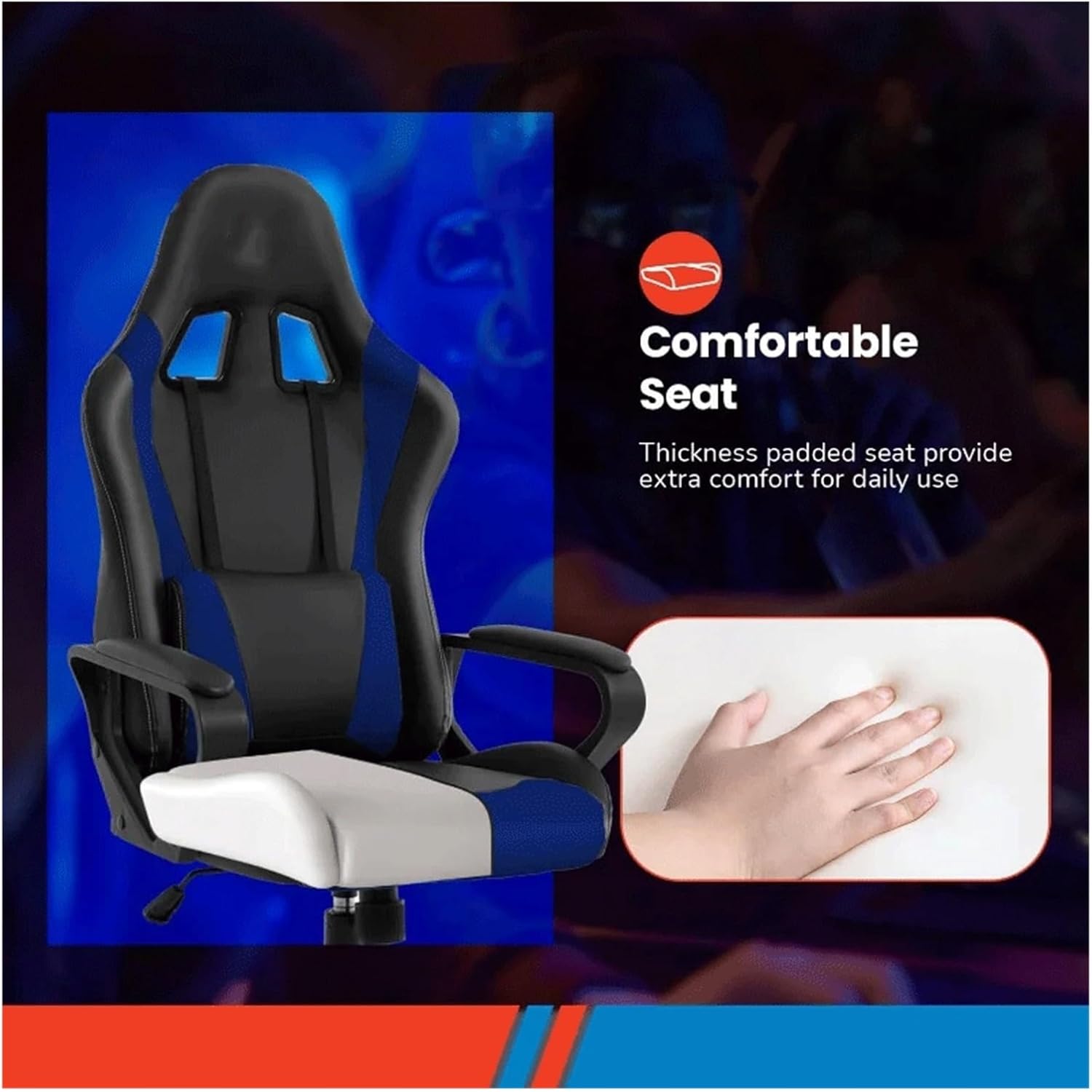 Gaming Chair Office Chair, High Back Racing Computer Chair,Ergonomic Swivel Rolling Chair with Lumbar Support