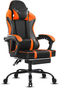 Video Game Chairs for Adults, PU Leather Gaming Chair with Footrest, 360° Swivel Adjustable Lumbar Pillow Gamer Chair, Comfortable Computer Chair for Heavy People, Purple