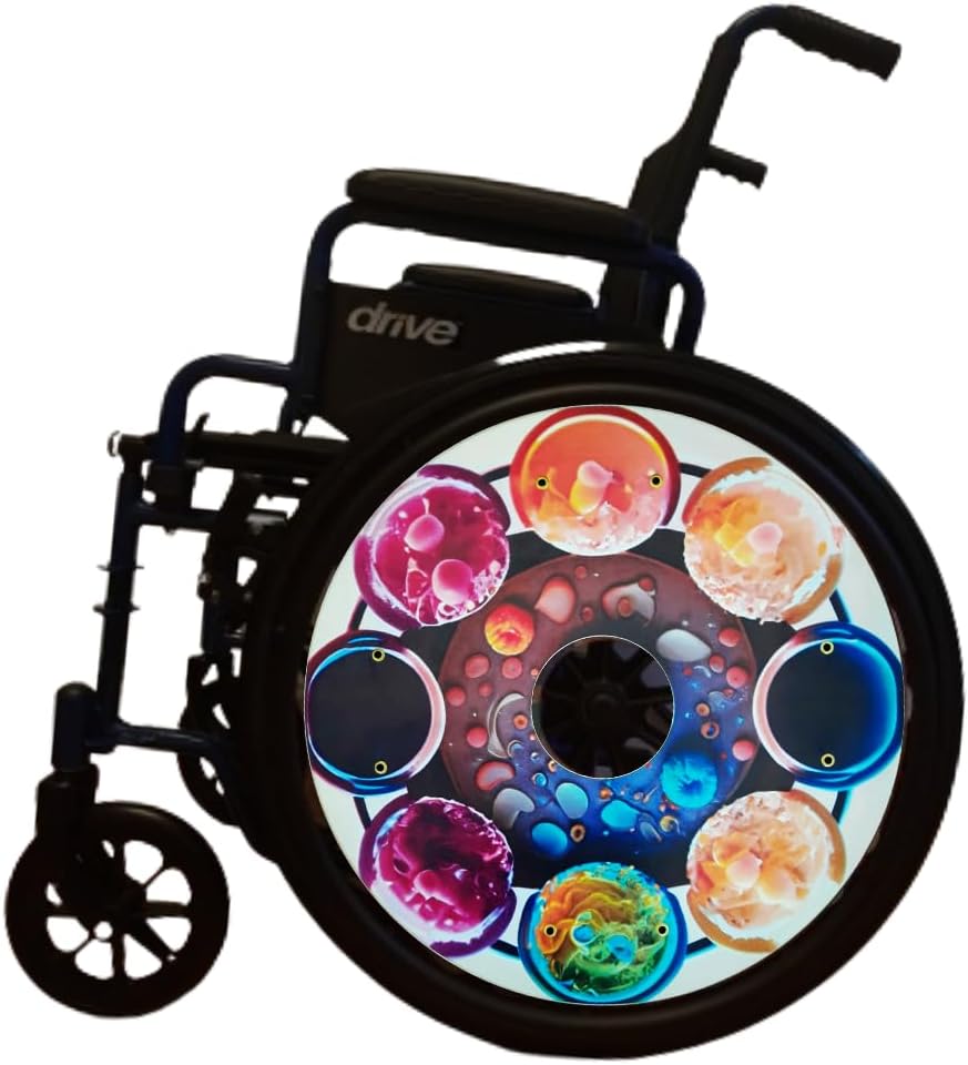 Wheelchair Wheel Covers Designer Cover for Wheelchair Wheels, Enhances Aesthetics, Easy Install/Remove, Lightweight, New Matt Finish (Lunar Legends)