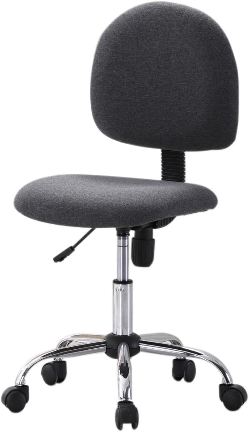 Computer Chairs for Adults Back Support Bearing 400 Lbs No Arms Liftable Swivel Chair Breathable Ergonomic Mesh Office Chair Comfortable Chair for Home, Bedroom, Study(Gray)