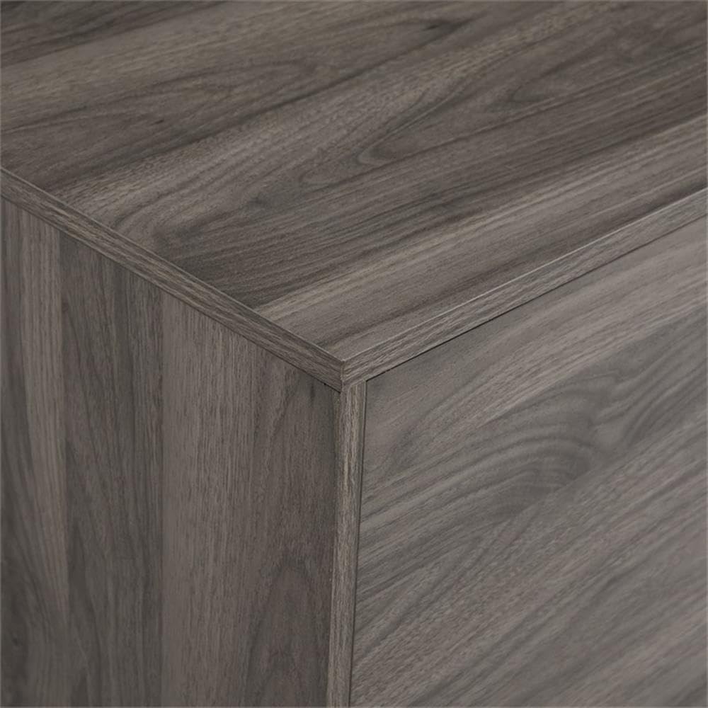 Walker Edison Saxon Mid Century Modern 2 Door Glass Shelf TV Stand for TVs up to 80 Inches, 70 Inch, Grey