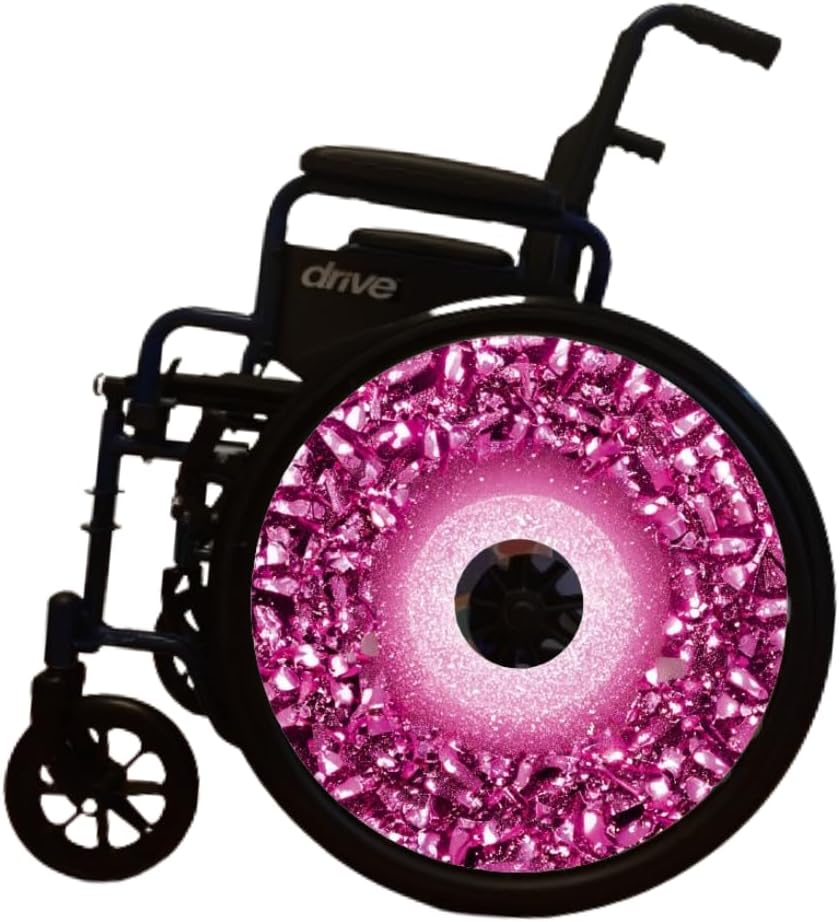 18' Grad GITS Wheelchair Wheel Covers, Waterproof Wheelchair Accessories,Cute and smart Covers Easy Install/Remove, Lightweight, for Kids and Adults (Pink Pattern)