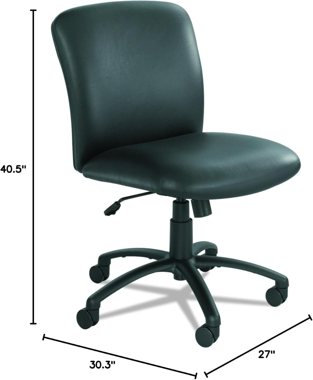 Safco Products Uber Big and Tall Mid Back Chair 3491BV, Black Vinyl, Rated for 24-7 Use, Holds up to 500 lbs. (Optional arms Sold Separately)