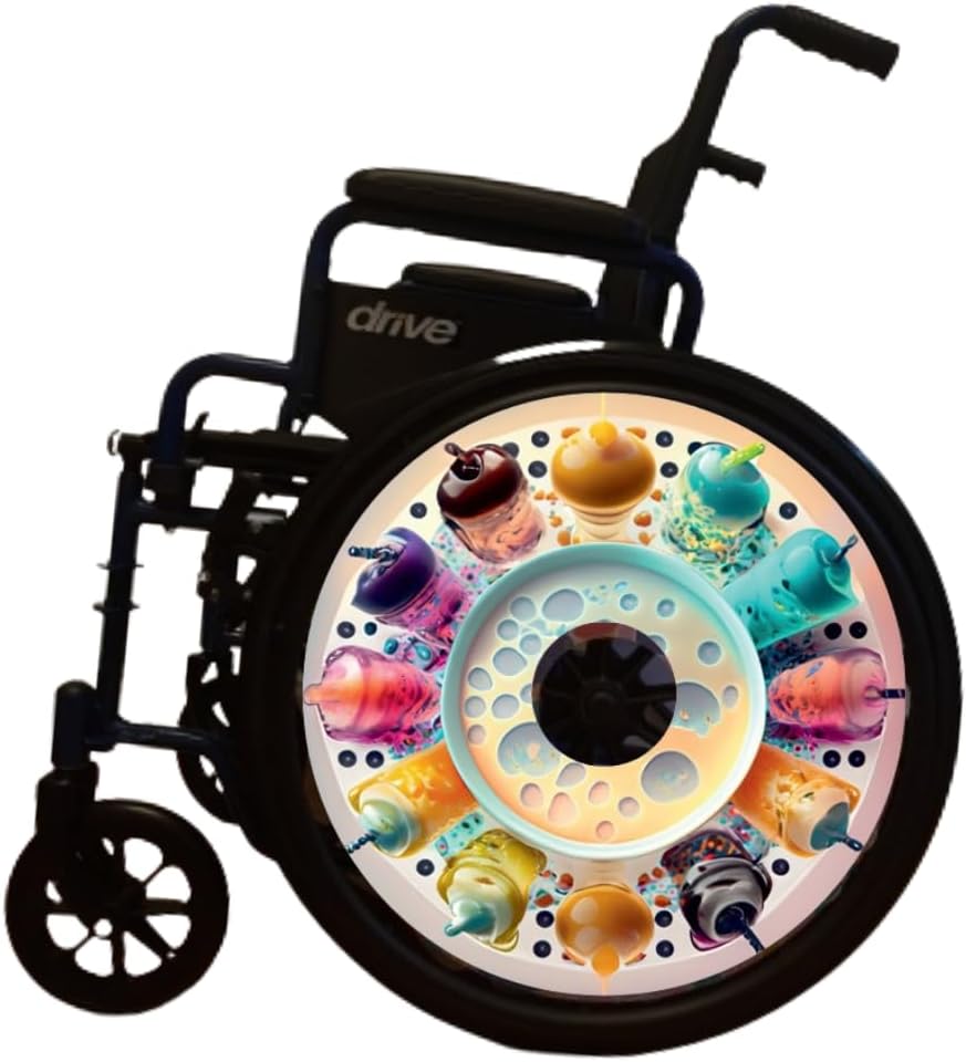 Wheelchairs Spring Designer Wheel Covers–, Cute, Waterproof Easy Install/Remove, Lightweight (Bubbly Boba) | New Durable, Gift for Boba Lovers