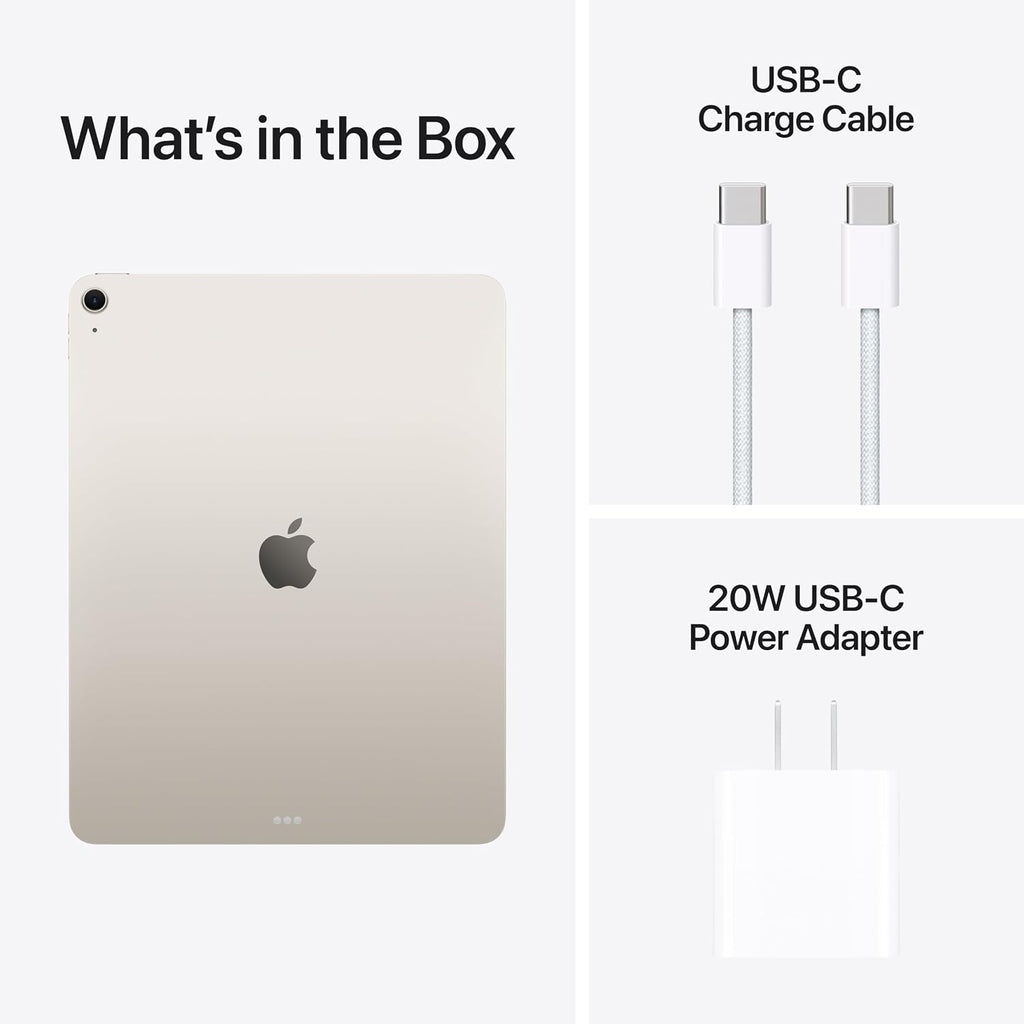 Apple iPad Air 13-inch with M3 chip Built for Apple Intelligence, Liquid Retina Display, 256GB, 12MP Front/Back Camera, Wi-Fi 6E, Touch ID, All-Day Battery Life — Starlight