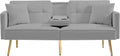 hansones Convertible Velvet Futon Sofa Bed,Sleeper Sofa Couch with Two Pillows and Golden Metal Legs for Living Room