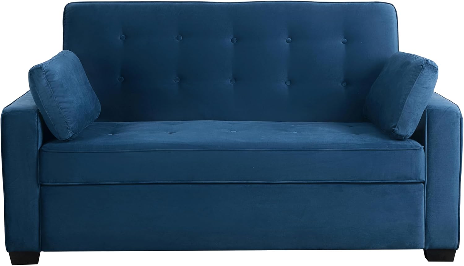 Serta Ainsley 72.6' Convertible Sleeper Sofa, Queen Size, Dreamcoil Comfort, Soft Velvet Fabric, Navy