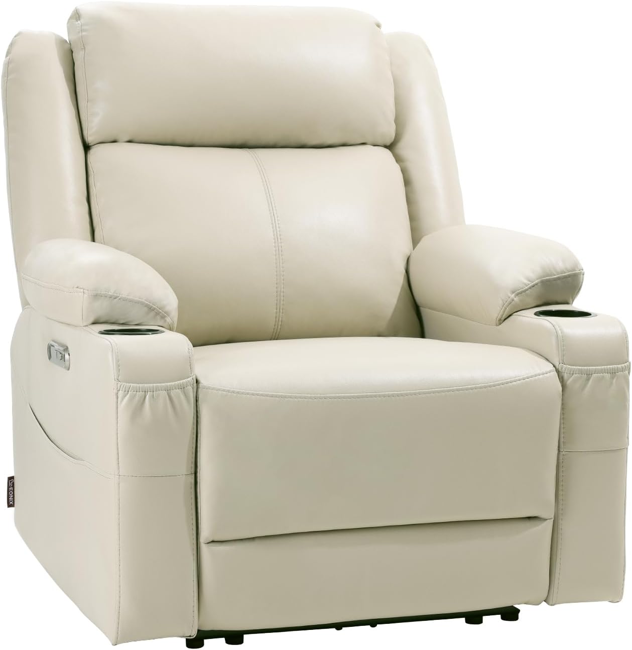 EONIX Wide Power Wall Hugger Recliner Chair for Small Space, Real Zero Clearance Power Recliner for RV, Living Room, Bedroom, 400lbs Heavy Duty, SXXY012992, Cream White