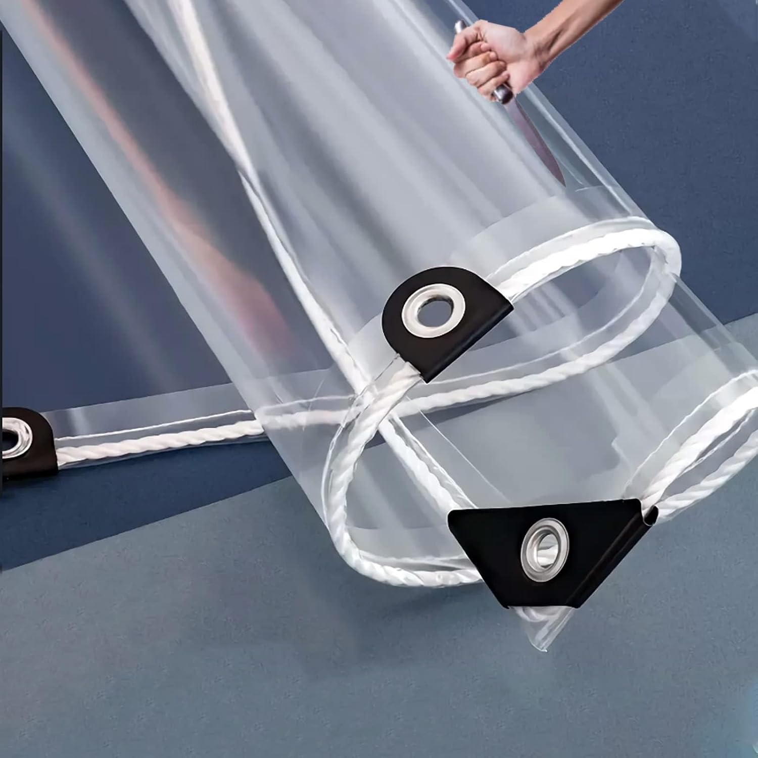Clear Vinyl Tarp 420g/m² Waterproof UV Resistant Transparent Tarpaulin 15.4 Mil Protective Curtain Cover with Grommets and Reinforced Edges for Outdoor Patio Fencing(10x10ft(3.0x3.0m))