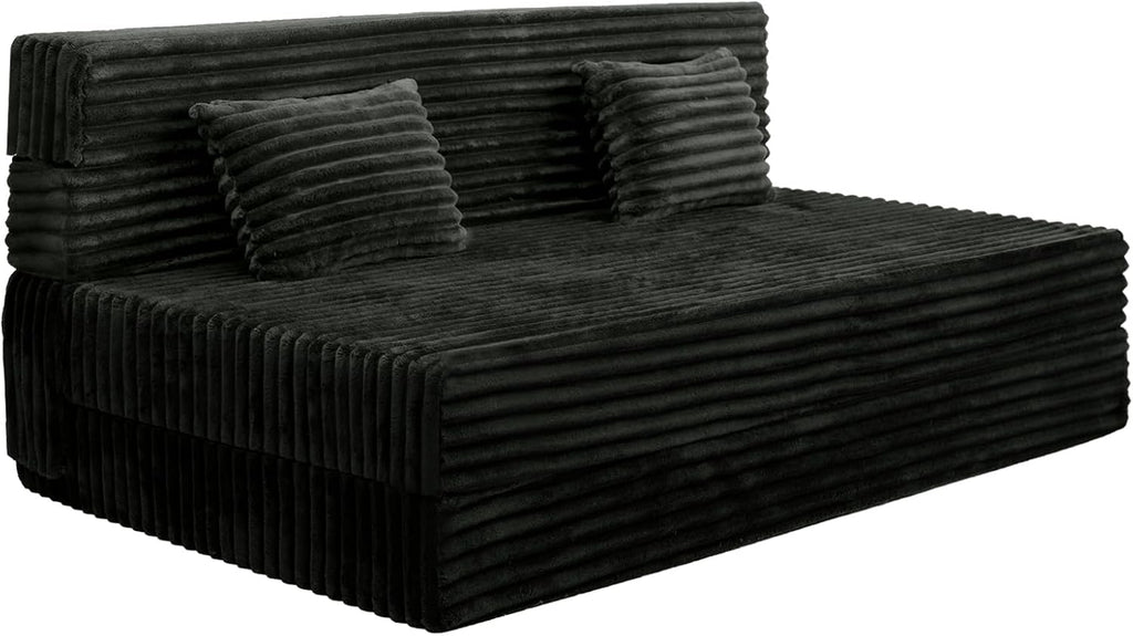 Fvkind Folding Sofa Bed Queen Size, Convertible Sleeper Chair Loveseat with Pillow, Futon Chair Sofa Bed, Fold Out Floor Couch, Foldable Mattress for Living Bedroom Guest Room Dorm, Charcoal Moss Grey