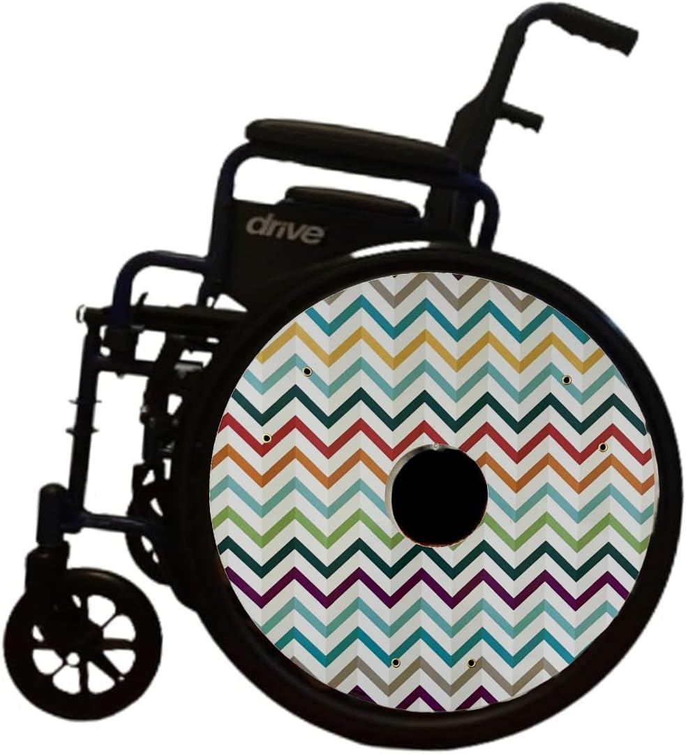 18 inches Wheelchair Wheel Covers Designer Cover for Wheelchair Wheels,Easy Install/Remove, Lightweight, Waterproof (Special Glow in The Dark Zigzag Pattern)