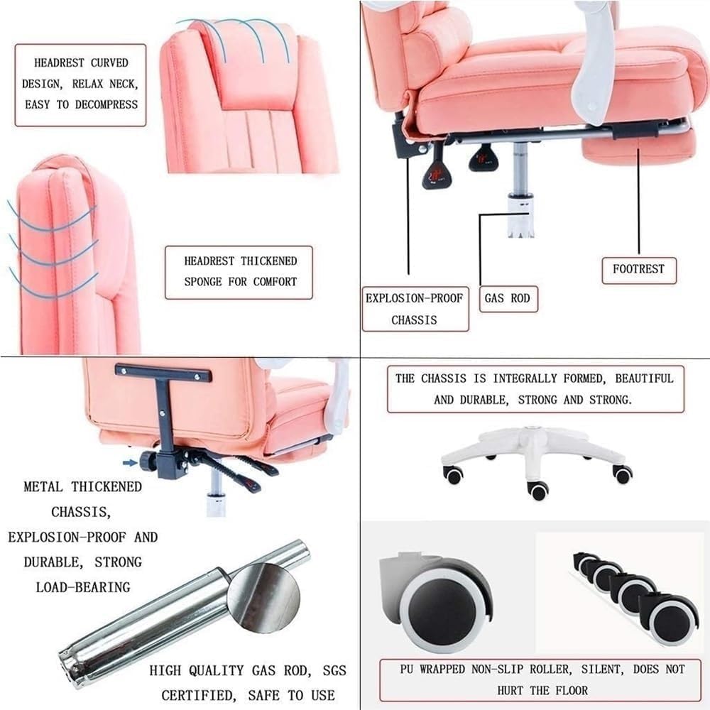Big and Tall Executive Office Chair with 400 Pound Capacity High Back Leather Comfy Computer Chairs Smooth Swivel Desk Chair with Adjustable Lumbar Support and Footrest