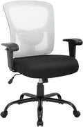 BestOffice Big and Tall Office Chair 400lbs Desk Chair Mesh Computer Chair with Lumbar Support Wide Seat Adjust Arms Rolling Swivel High Back Task Executive Ergonomic Chair for Home Office, White