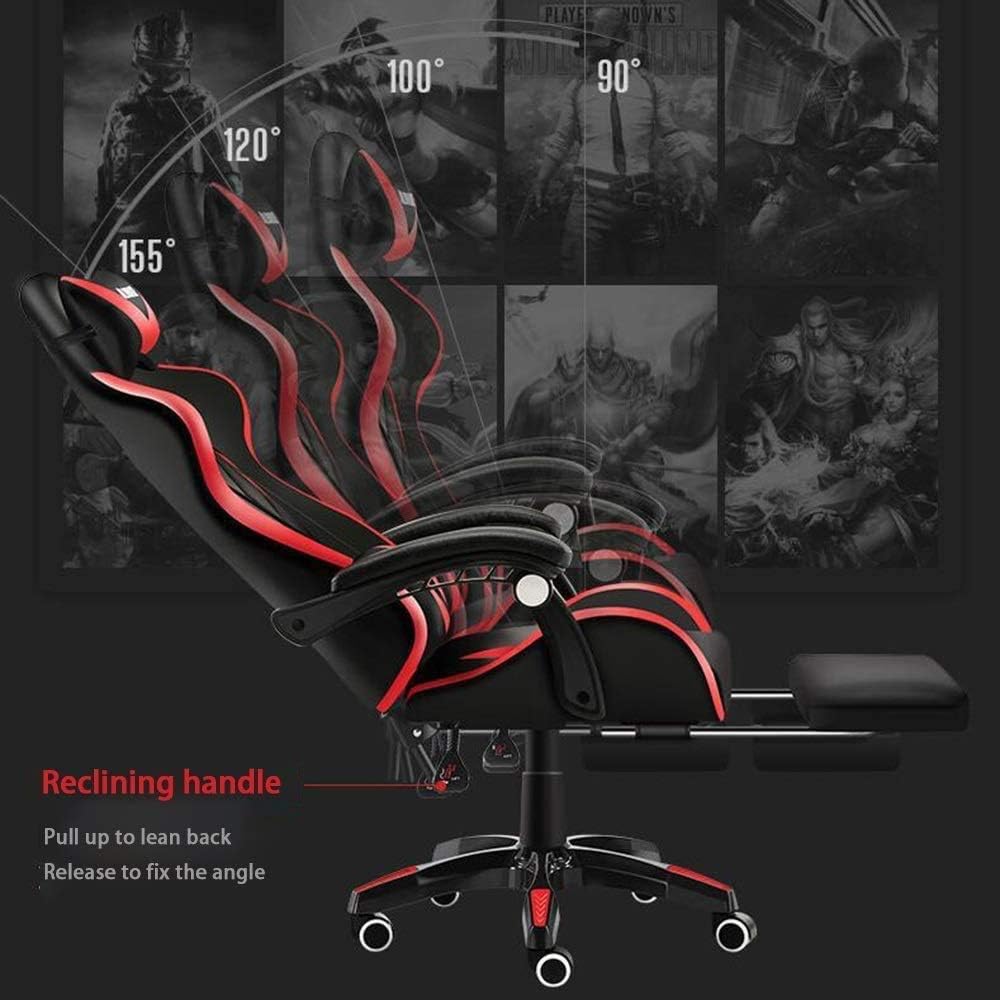 Office Desk Chair Bluetooth Speaker Gaming Chair,High Back Computer Game Chair Adjustable Reclining Office Chair Recliner, Headrest and Massage Lumbar Support (Blue White)