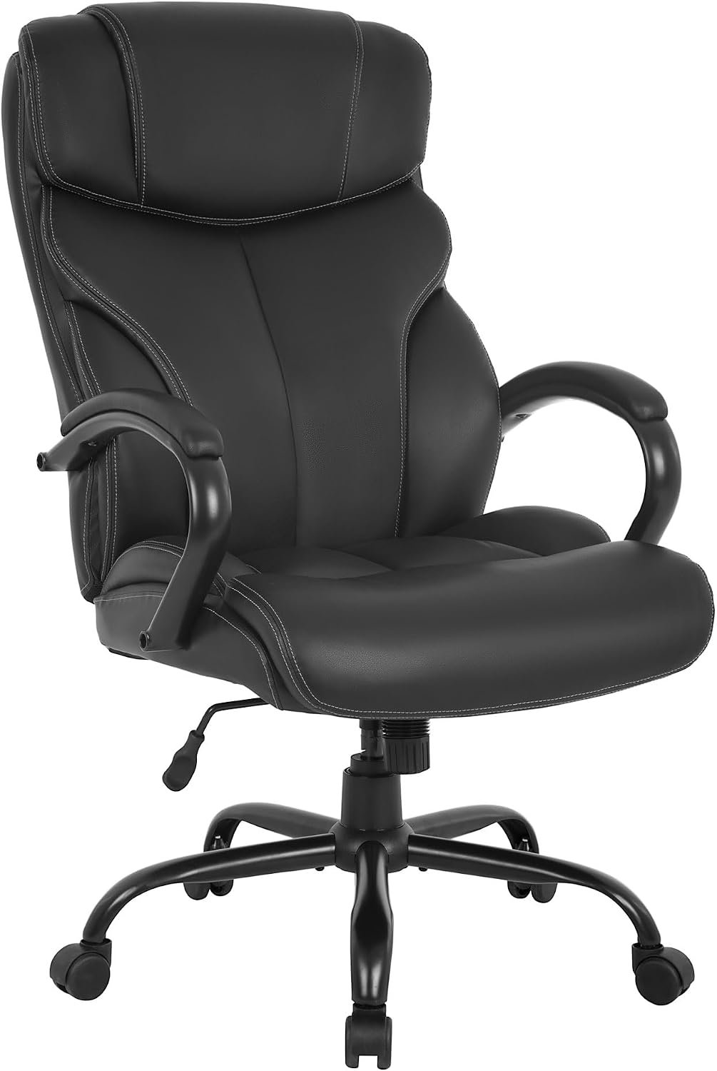 PayLessHere Big and Tall Office Chair Desk Chair 500lbs Wide Seat Ergonomic Chair with Arms and Lumbar Support Pu Leather High Back Executive Task Ergonomic Computer Chair for Back Pain, Black