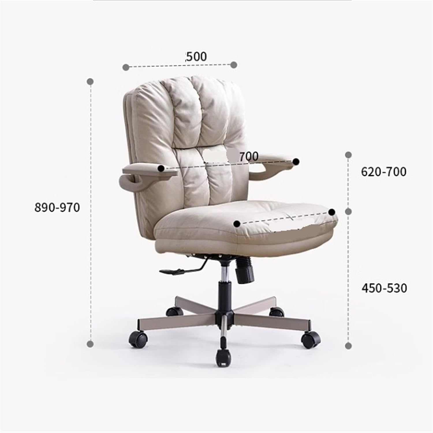 Computer Gaming Chair White Fabric Art Executive Office Chair Ergonomic Home Desk Chair with Padded Flip-up Arms Swivel Rolling Chair for Adult Working Study