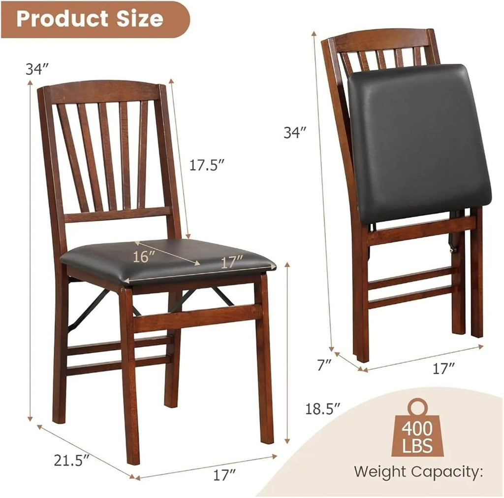 Thick Upholstered Kitchen Chairs 1pcs Foldable Kitchen Dining Chairs with Padded Seat Solid Wood Frame Max Load 400Lbs