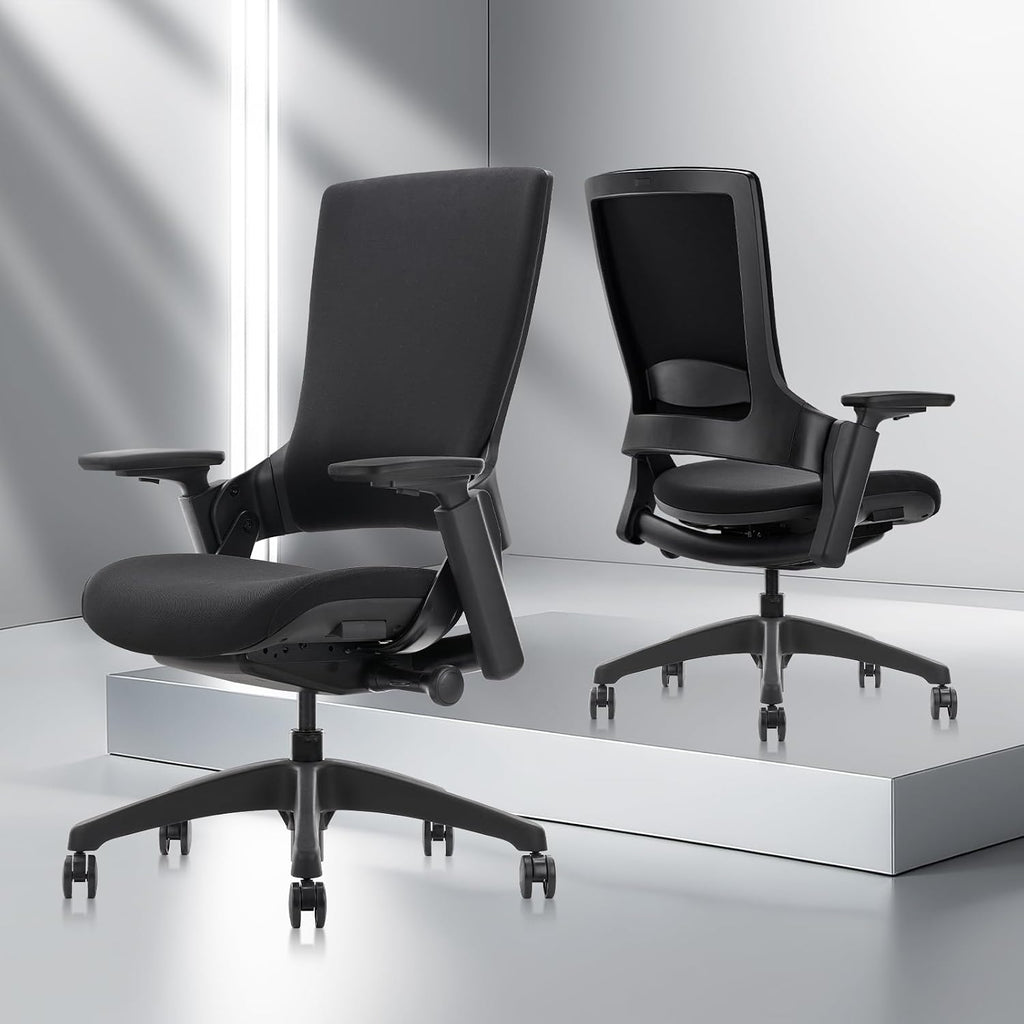 CLATINA Swivel Executive Computer Chair with 3D Armrest and Lumbar Support, Adjustable Ergonomic Fabric Backrest Task Chair for Home Office Conference Room