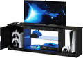Bestier 57' Gloss Black Media Console - Gaming TV Stand for 65 Inch TV, Entertainment Center for PS5/Xbox Series X, Modern Home Theater Design, Adjustable Glass Shelves