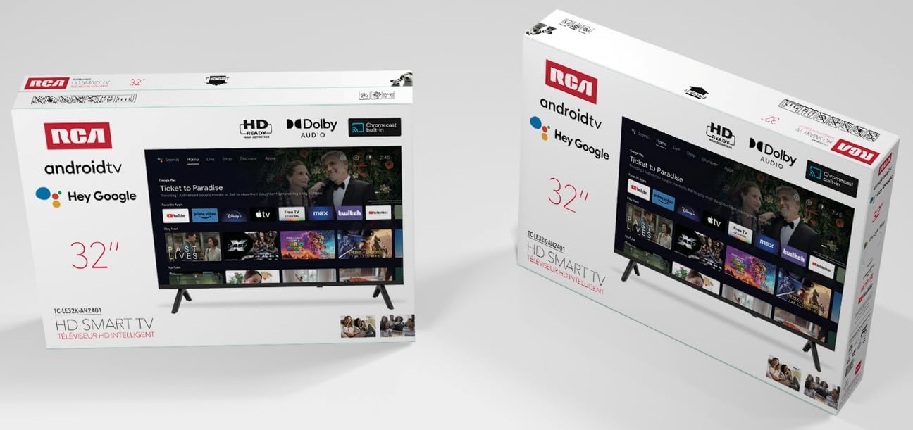 RCA 32-Inch HD Smart Google TV, Frameless LED Display with HDR10, Wi-Fi and Bluetooth, Google Assistant Built-in, Compatible with Alexa