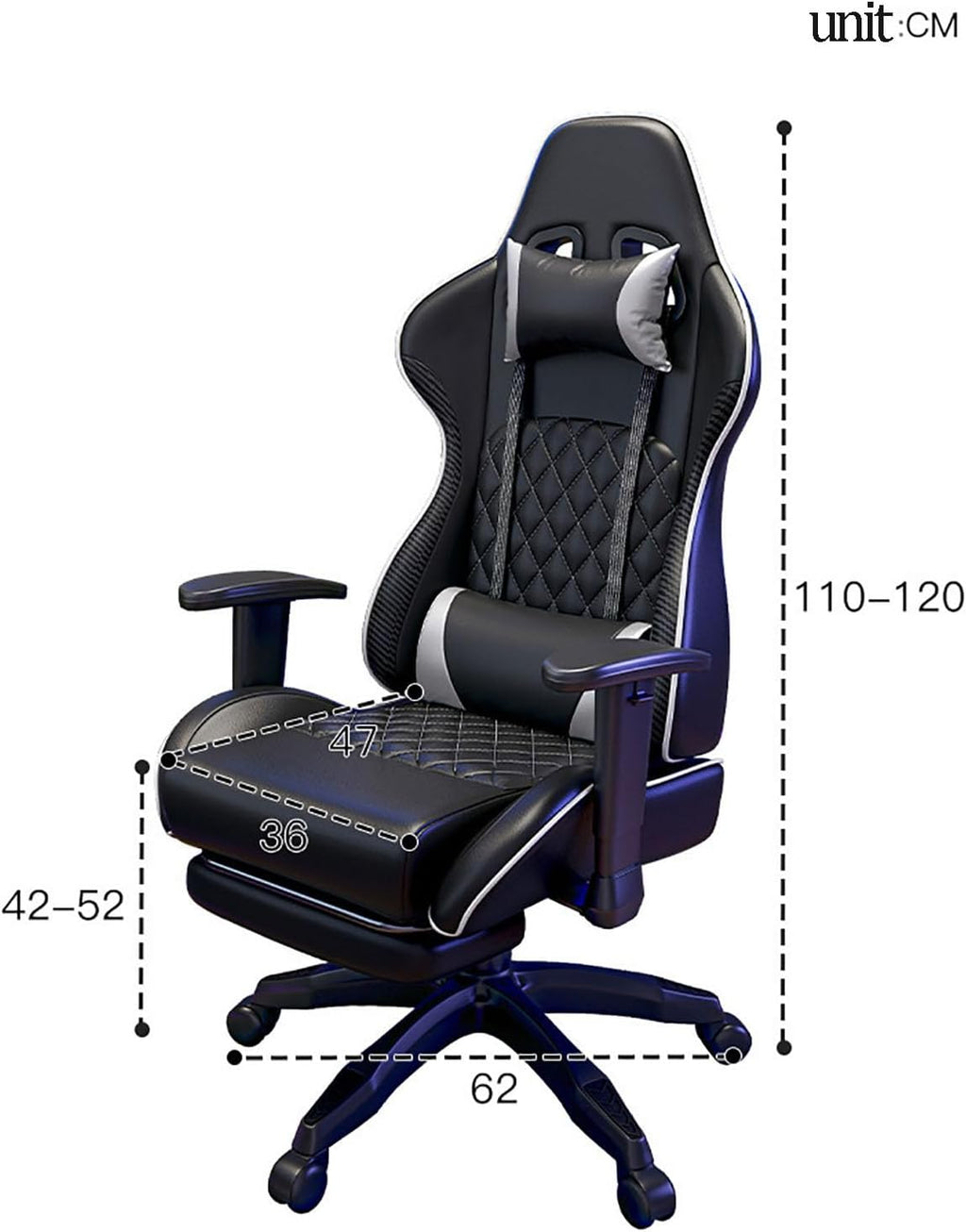 JSWHYBD Gaming Chair with Footrest Comfortable High Back Office Chair Big and Tall Ergonomic Desk Chair with Lumbar Support Swivel Seat and Headrest 400lb Havefootrest Gray