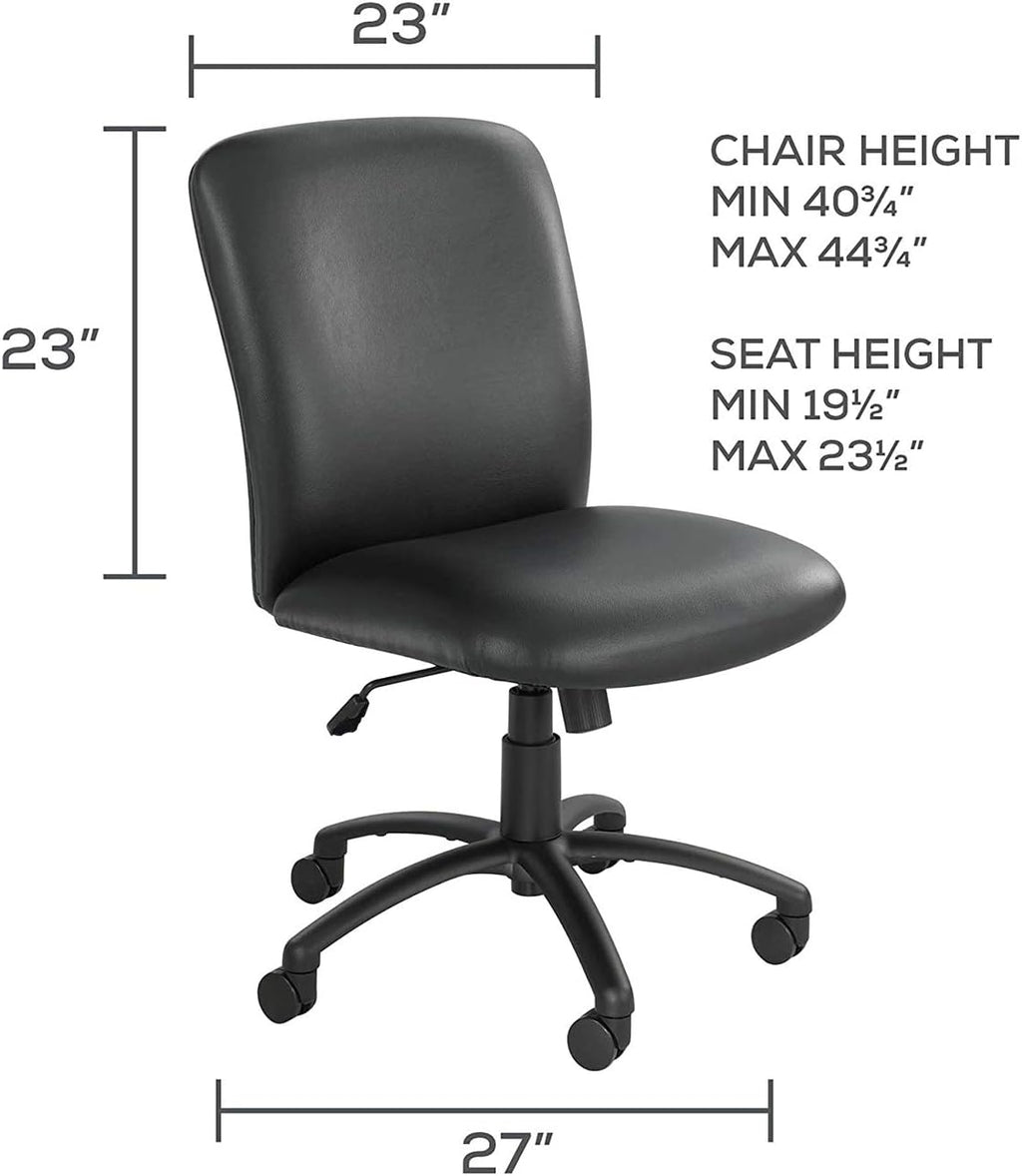Safco Products High Back Big and Tall Swivel Desk Task Office Chair, 27' W x 30-1/4'D x 40-3/4-44-3/4' H, 500 lbs. Weight Capacity, for Professional or Home, Black Vinyl