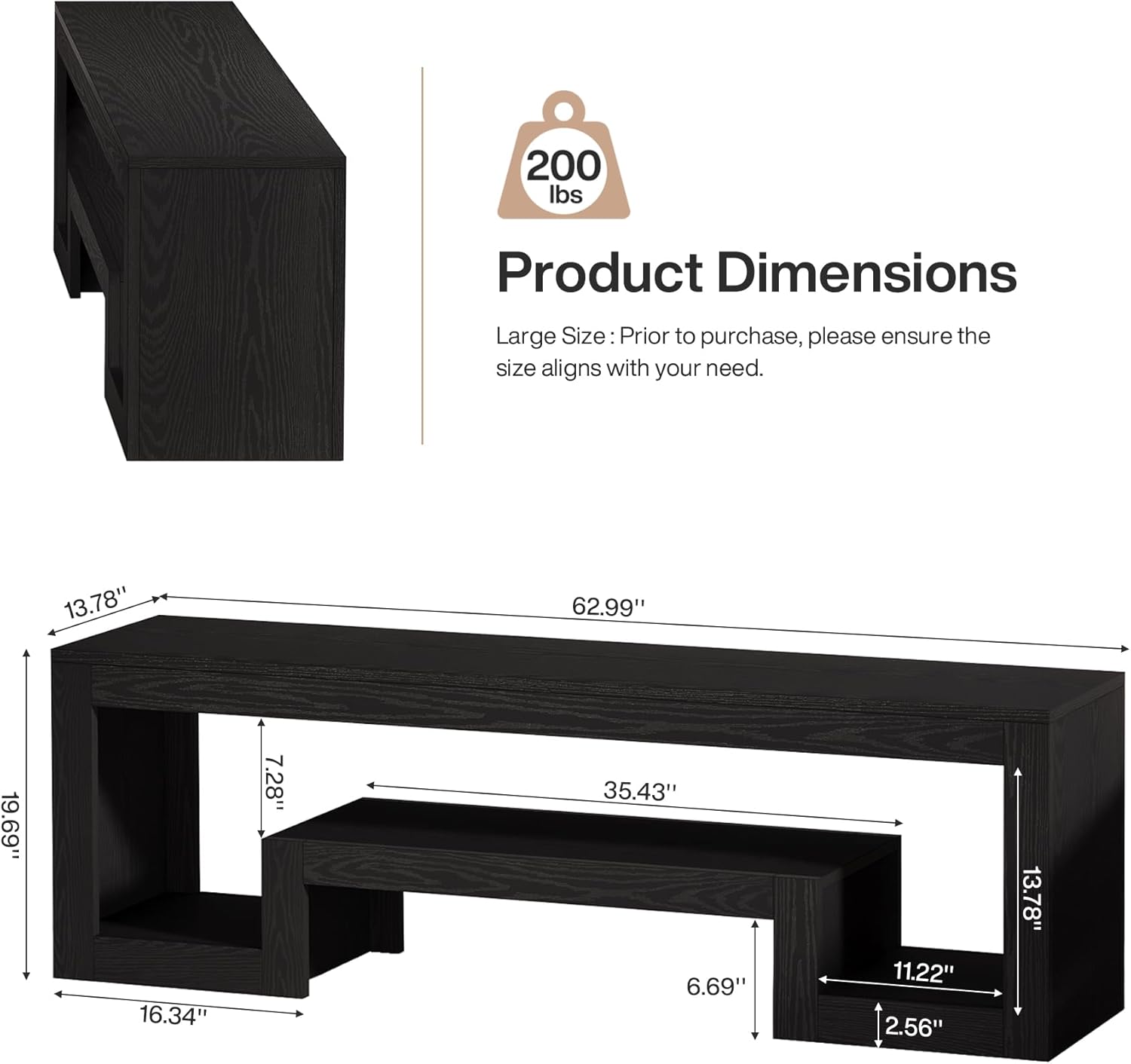 Tribesigns 63' TV Stand for 55/60/65/75-Inch TVs, Farmhouse Entertainment Center with Open Storage Shelves, Television Stands TV Console for Living Room, Bedroom, Black