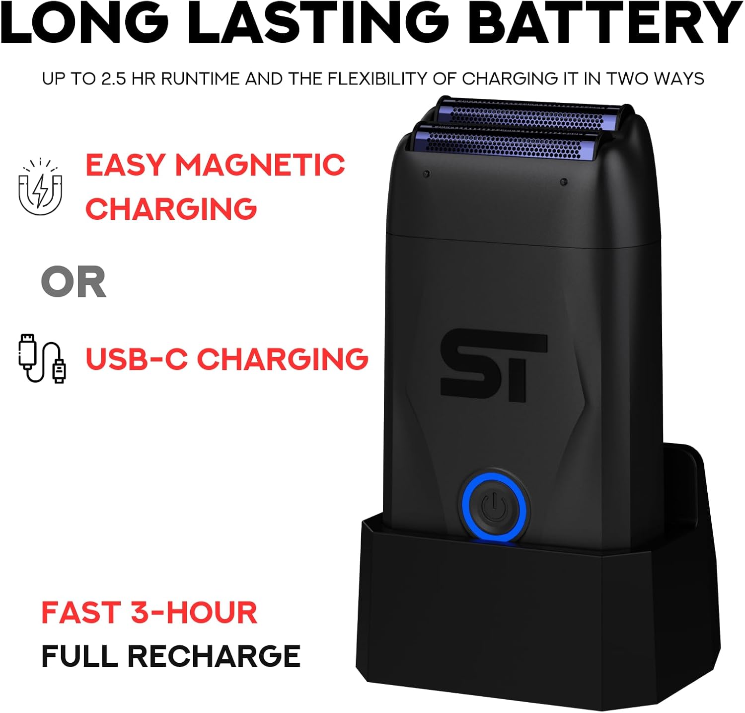 Supreme Trimmer DarkStar Foil Shaver STF720 – 9000 RPM Vector Motor, 150 Min Runtime Corded & Cordless Electric Razor | Hypoallergenic Foils for Face, Head & Stubble