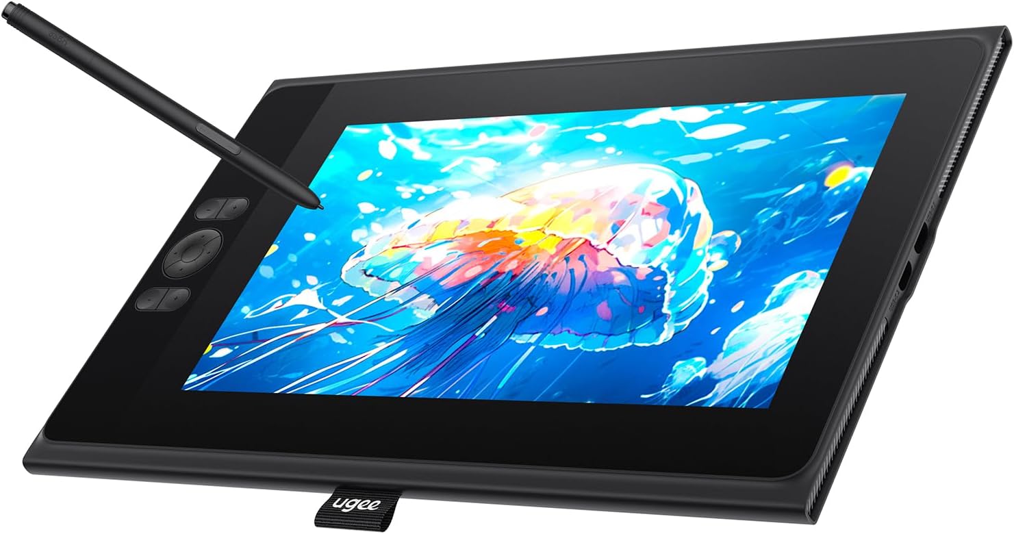 UGEE UE12 11.6 inch Drawing Tablet with Screen, Graphic Tablet with Full-Laminated Screen, 124% sRGB Color Gamut, Battery-Free Stylus & 8 Shortcut Keys, Drawing Pad Compatible with Windows/Mac/Android