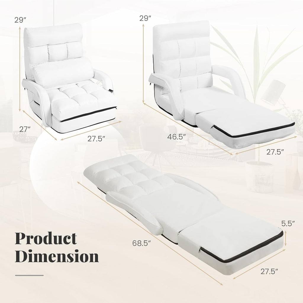 Giantex Folding Floor Chair with 6-Position Adjustable Backrest, Armrests & Removable Pillow, 330Lbs Capacity, Indoor Lazy Sofa Armchair, Chaise Lounger Bed, Gaming Recliner for Living Room Bedroom
