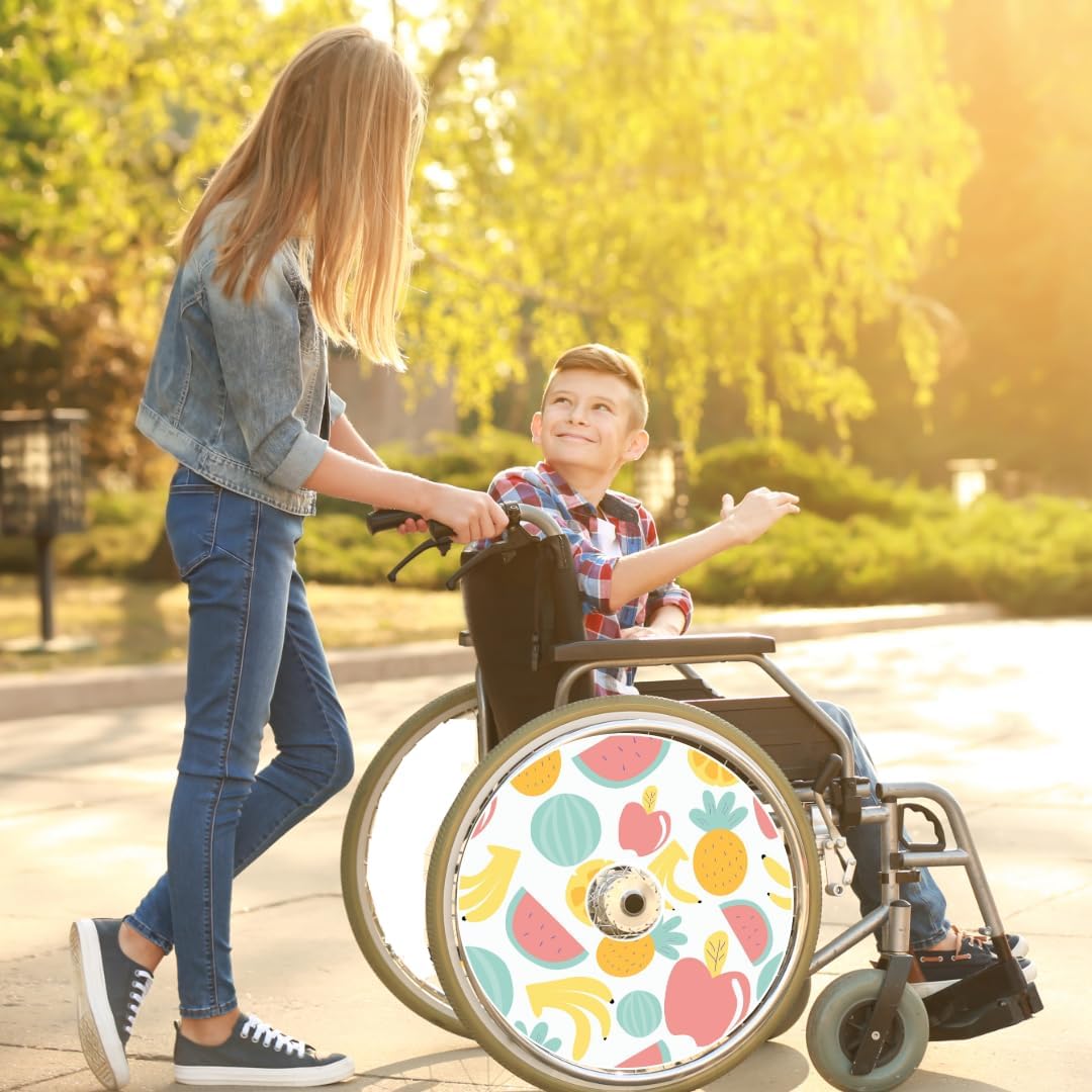 Designer Cover for Wheelchair Wheels, Enhances Aesthetics, Easy Install/Remove, Lightweight, New Matt Finish (Fruity Splash)
