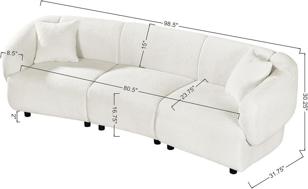 Christopher Knight Home Obito Boucle Upholstered 3-Seater Sofa, Modern Home Sofa Living Room, Wooden Large Upholstered Sofa Couch for Apartment/Home Office, Light Beige