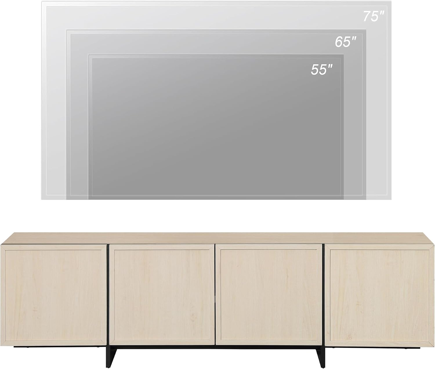 WAMPAT Modern TV Stand for 32-75 inch TVs, Wood Entertainment Center with Storage Cabinets, Media TV Console Table for Living Room, Oak Light Oak
