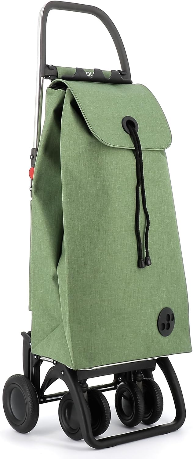 ROLSER I-Max Tweed 4 Wheel 2 Swivelling Foldable Shopping Trolley - Green