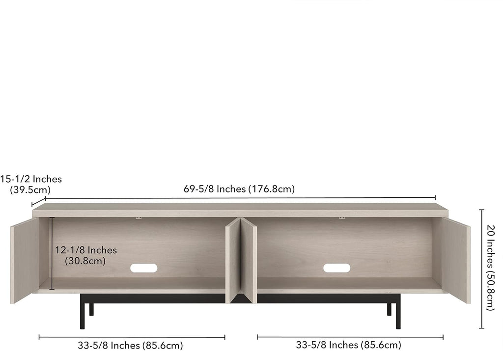 Henn&Hart Whitman, 70'' Rectangular TV Stand, Alder White