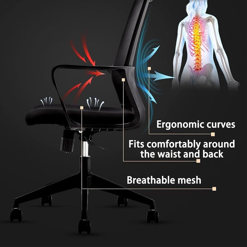 Mid-Back Mesh Computer Chair Set of 2,Home Mesh Desk Chair, Ergonomic Desk Chair, Lumbar Support Comfortable Executive,with Wheels 360 Swivel Task Chair for Office Home and Gaming