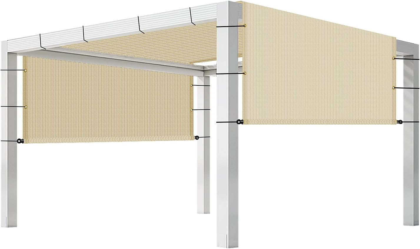 11' x 4' Pergola Shade Cover Replacement Canopy with Weighted Rods & Grommets UV Block Sun Shade Cloth for Outdoor Patio Deck Porch Backyard Gazebo, Beige, Customized Size
