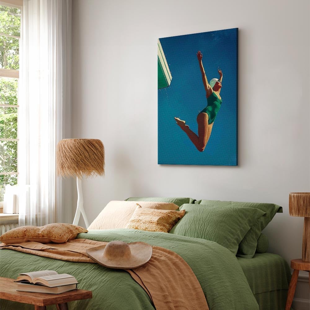 artgeist - Canvas Wall Art XXL Summer Vibes 60x90 cm/24'x36' 1 piece - Non-woven Canvas Prints Image Framed Artwork Painting Picture Photo Home Decoration - Holiday Blue Sky Woman h-H-10082-b-a